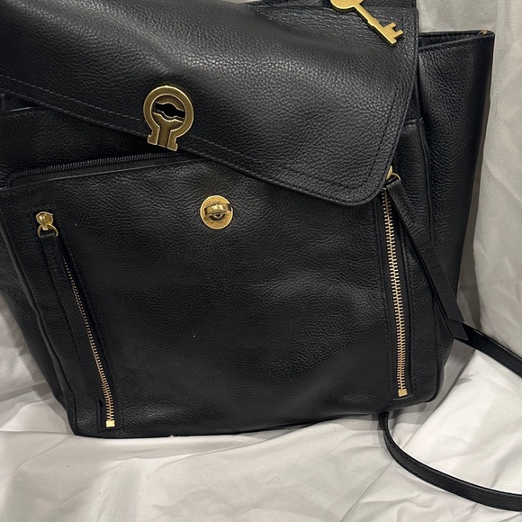 Fossil Black Leather Backpack with Gold Key Charm main image 5